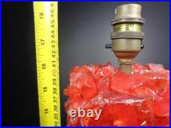 Vintage Chunky Lucite Red Rock Table Lamp STUNNING 46cm