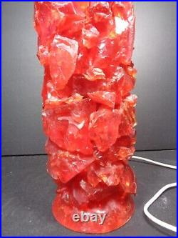 Vintage Chunky Lucite Red Rock Table Lamp STUNNING 46cm