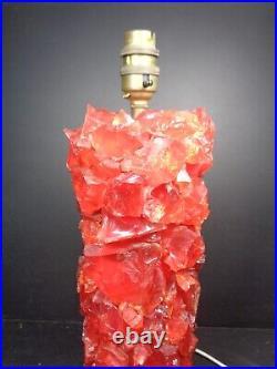 Vintage Chunky Lucite Red Rock Table Lamp STUNNING 46cm