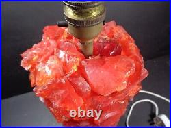 Vintage Chunky Lucite Red Rock Table Lamp STUNNING 46cm