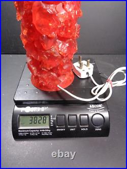 Vintage Chunky Lucite Red Rock Table Lamp STUNNING 46cm