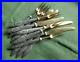 Vintage Gilt Pastry Forks Dessert Cutlery Set Fitted Case German Stahl-bronce