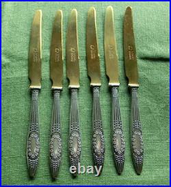 Vintage Gilt Pastry Forks Dessert Cutlery Set Fitted Case German Stahl-bronce