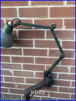 Vintage Industrial Machinist Lamp Anglepoise Rewire Green Light RETRO