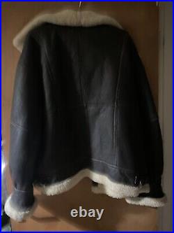 Vintage JF Collection London Original Shearling Flying Jacket Brown Leather L