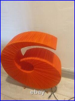 Vintage MCM Large Fabric Spiral Lamp 1960s 1970s Retro Feel LOOK On Atomic Legs