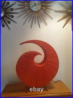 Vintage MCM Large Fabric Spiral Lamp 1960s 1970s Retro Feel LOOK On Atomic Legs