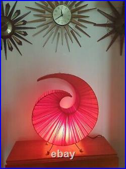 Vintage MCM Large Fabric Spiral Lamp 1960s 1970s Retro Feel LOOK On Atomic Legs