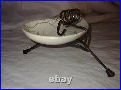 Vintage MCM Retro Space Age Atomic UFO Black White Rare Ashtray Wire Tripod