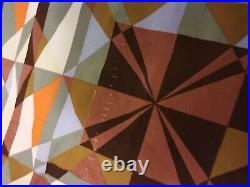 Vintage Mid Century Atomic Abstract Retro Panel Curtains 2pc MCM Orange 1960