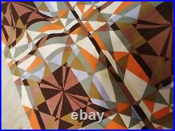 Vintage Mid Century Atomic Abstract Retro Panel Curtains 2pc MCM Orange 1960