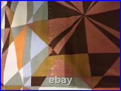 Vintage Mid Century Atomic Abstract Retro Panel Curtains 2pc MCM Orange 1960