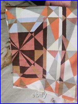 Vintage Mid Century Atomic Abstract Retro Panel Curtains 2pc MCM Orange 1960