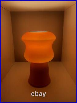 Vintage Orange 1970s Mushroom Table Lamp Cased Glass Vianne Style Retro Decor