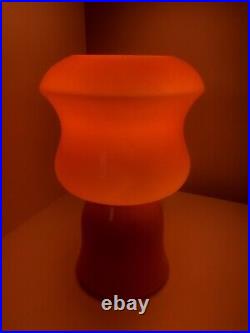 Vintage Orange 1970s Mushroom Table Lamp Cased Glass Vianne Style Retro Decor