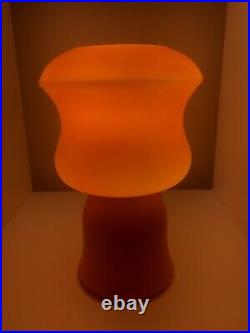 Vintage Orange 1970s Mushroom Table Lamp Cased Glass Vianne Style Retro Decor