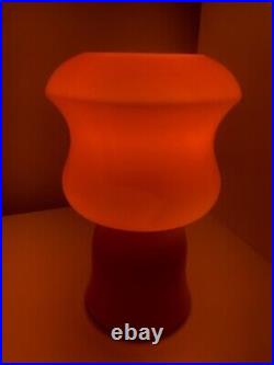 Vintage Orange 1970s Mushroom Table Lamp Cased Glass Vianne Style Retro Decor