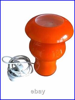 Vintage Orange 1970s Mushroom Table Lamp Cased Glass Vianne Style Retro Decor