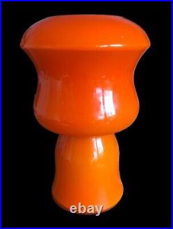 Vintage Orange 1970s Mushroom Table Lamp Cased Glass Vianne Style Retro Decor