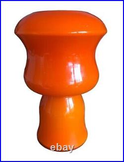 Vintage Orange 1970s Mushroom Table Lamp Cased Glass Vianne Style Retro Decor