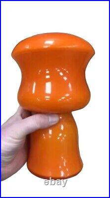 Vintage Orange 1970s Mushroom Table Lamp Cased Glass Vianne Style Retro Decor