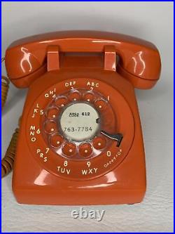 Vintage Orange ITT Telephone Rotary Dial Desk Retro Decor Rare Tested WORKS