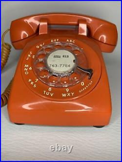 Vintage Orange ITT Telephone Rotary Dial Desk Retro Decor Rare Tested WORKS