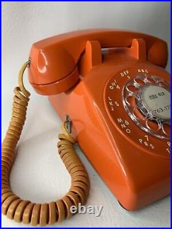 Vintage Orange ITT Telephone Rotary Dial Desk Retro Decor Rare Tested WORKS