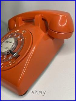 Vintage Orange ITT Telephone Rotary Dial Desk Retro Decor Rare Tested WORKS