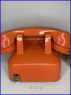 Vintage Orange ITT Telephone Rotary Dial Desk Retro Decor Rare Tested WORKS