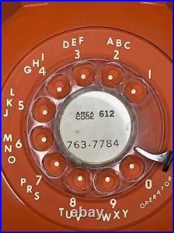 Vintage Orange ITT Telephone Rotary Dial Desk Retro Decor Rare Tested WORKS