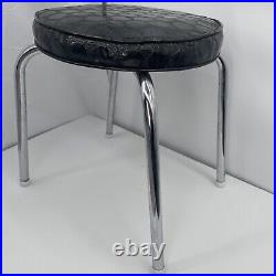 Vintage Pearl Wick Stool Mid Century Modern Atomic Retro 50s 60s MOD POP Black