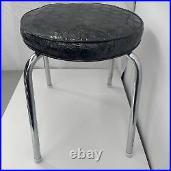 Vintage Pearl Wick Stool Mid Century Modern Atomic Retro 50s 60s MOD POP Black