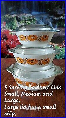 Vintage Pyrex Marigold/ Sunflower Dinner Set 63 pcs