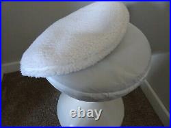 Vintage Retro 1970s White Fiberglass & Faux Sheep Fleece Padded Tam Tam Stool