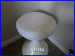 Vintage Retro 1970s White Fiberglass & Faux Sheep Fleece Padded Tam Tam Stool