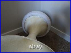 Vintage Retro 1970s White Fiberglass & Faux Sheep Fleece Padded Tam Tam Stool