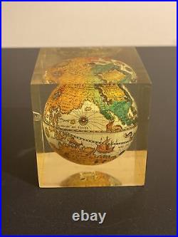 Vintage Retro Collectable Lucite Paperweight containing Ancient World Globe