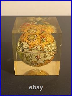 Vintage Retro Collectable Lucite Paperweight containing Ancient World Globe