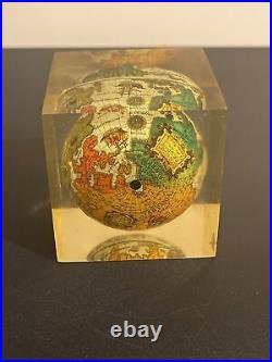 Vintage Retro Collectable Lucite Paperweight containing Ancient World Globe