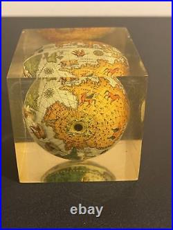 Vintage Retro Collectable Lucite Paperweight containing Ancient World Globe