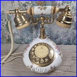 Vintage Retro Royal Albert Telephone, Moss Rose Pattern, With a Rotary Dial