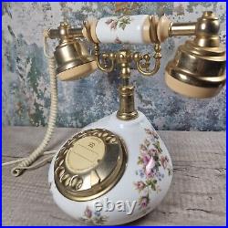 Vintage Retro Royal Albert Telephone, Moss Rose Pattern, With a Rotary Dial