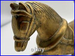 Vintage Retro Solid Brass Horse and Carriage Figure Desk Ornament Collectible