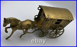 Vintage Retro Solid Brass Horse and Carriage Figure Desk Ornament Collectible