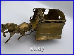 Vintage Retro Solid Brass Horse and Carriage Figure Desk Ornament Collectible