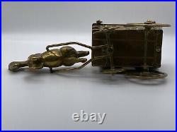 Vintage Retro Solid Brass Horse and Carriage Figure Desk Ornament Collectible