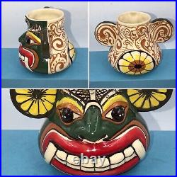 Vintage Retro Tiki Mug Jug Pot Hand Painted South Seas Hotrod Hawaiian Colourful