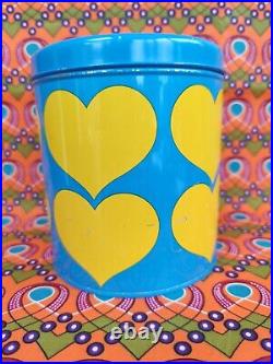 Vintage Retro turquoise yellow hearts Laurids Lonborg Lena Al Eklund tin DENMARK