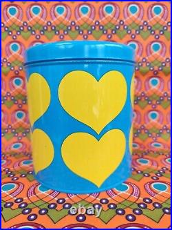 Vintage Retro turquoise yellow hearts Laurids Lonborg Lena Al Eklund tin DENMARK